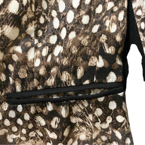 BCBGMAXAZRIA Shawl collar cropped brown cheetah/ feather print blazer - Picture 5 of 16
